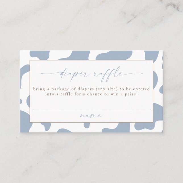 Blue Cowboy Cow Print Diaper Raffle Ticket (Front)