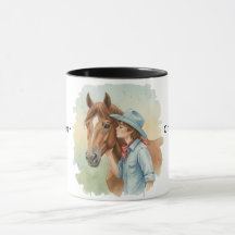 Blue Cowboy Kissing a Horse Birthday Party Gift