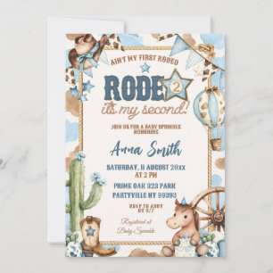 Blue Cowboy Not Her First Rodeo Baby Sprinkle Invitation