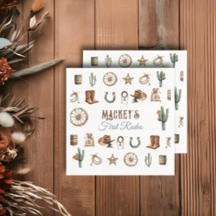 Blue Cowboy Rodeo First Birthday Wild West Napkin