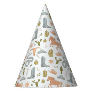 Blue Cowboy Western Birthday Party Hat