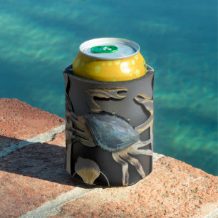 Blue Crab Abstract Art Can Cooler