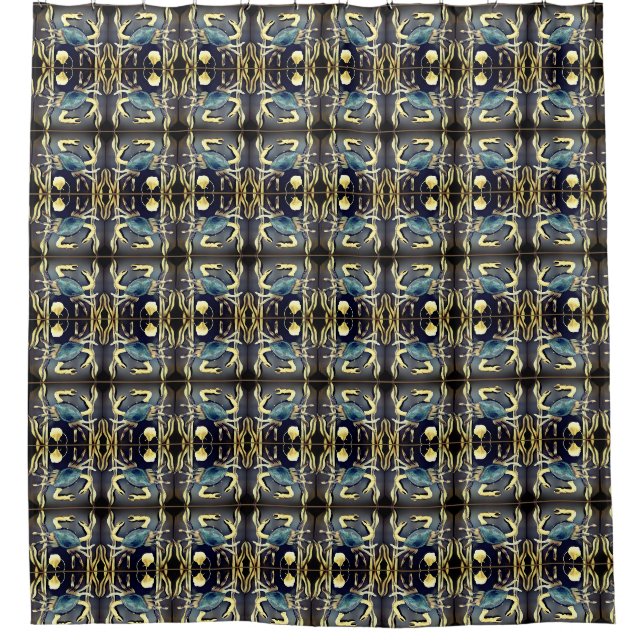 Blue Crab Abstract Shower Curtain (Front)
