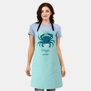 Blue Crab Beach Aqua Kitchen Apron