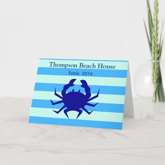Blue Crab Beach House Nautical Card (Front)