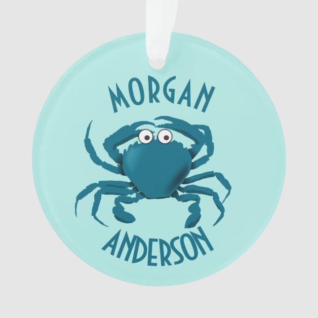 Blue Crab Beach Theme Gift Ornament (Front)