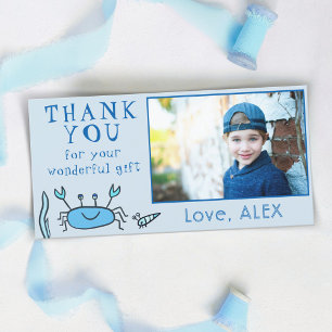 Blue Crab Birthday Photo Thank You Card