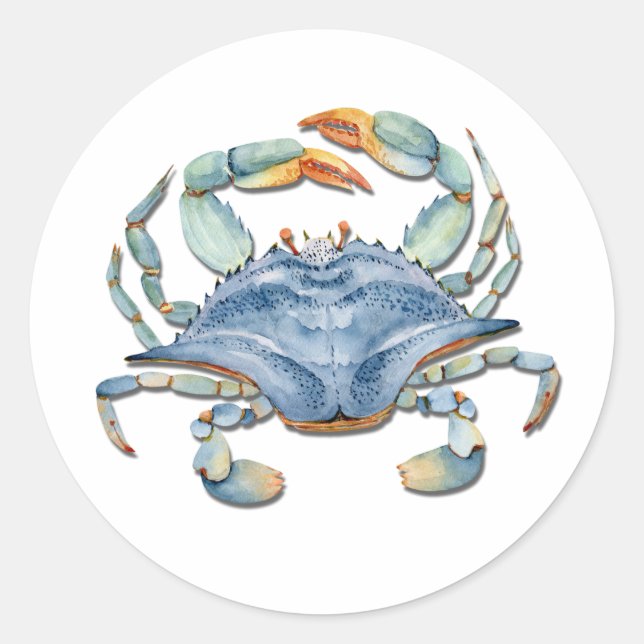 Blue Crab Classic Round Sticker (Front)
