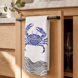 Blue Crab Coastal – Nautical Minimalist Tea Towel