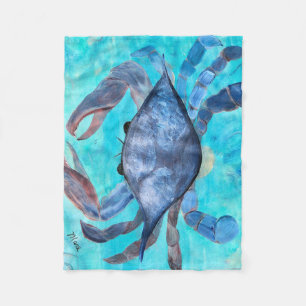 Blue crab fleece throw blanket