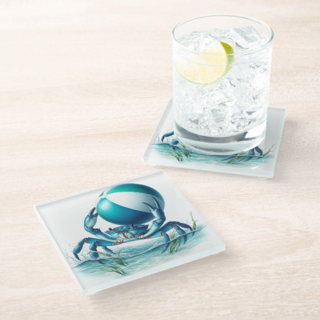 Blue Crab  Glass Coaster (Angled)