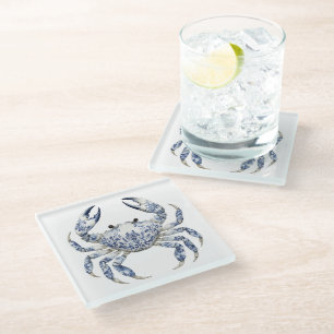 Blue Crab  Glass Coaster