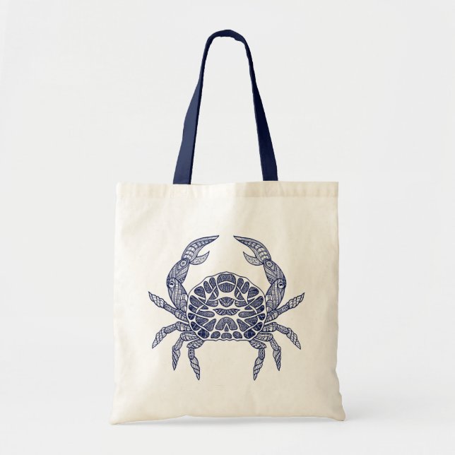 Blue crab illustration tote bag (Front)