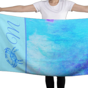 Blue crab in colour splash beach towel