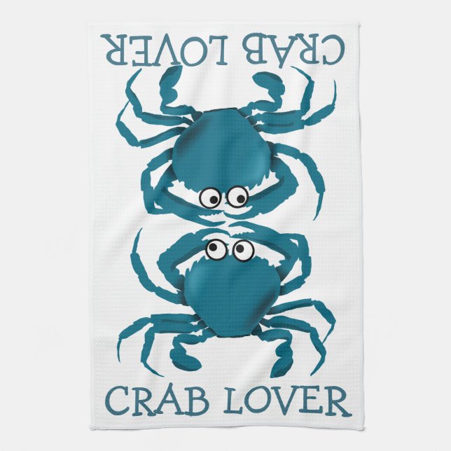 Blue Crab Lover Tea Towel (Vertical)