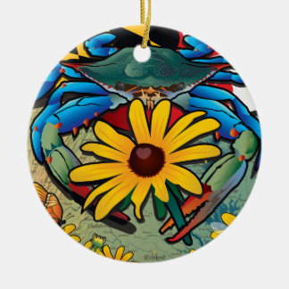 Blue Crab Maryland Black-eyed Susan Ceramic Tree Decoration