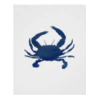 Blue Crab Nautical Watercolor Art