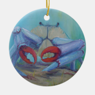 Blue Crab Ocean Seascape Ceramic Tree Decoration