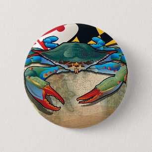 Blue Crab of Maryland 6 Cm Round Badge