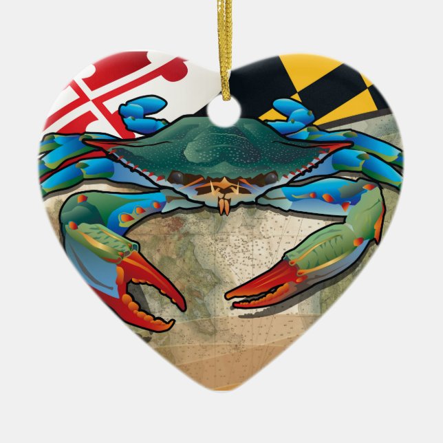 Blue Crab of Maryland Ceramic Tree Decoration (Front)