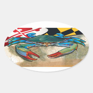 Blue Crab of Maryland Oval Sticker
