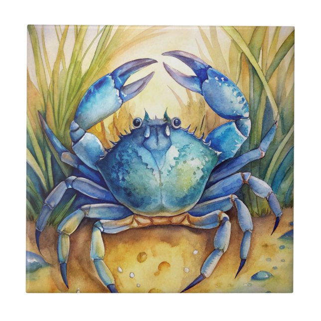 Blue Crab on a Beach Tile (Front)
