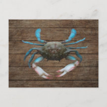 Blue Crab on Wood Postcard