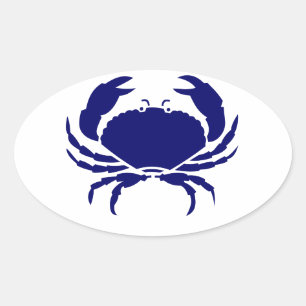 Blue Crab Oval Sticker