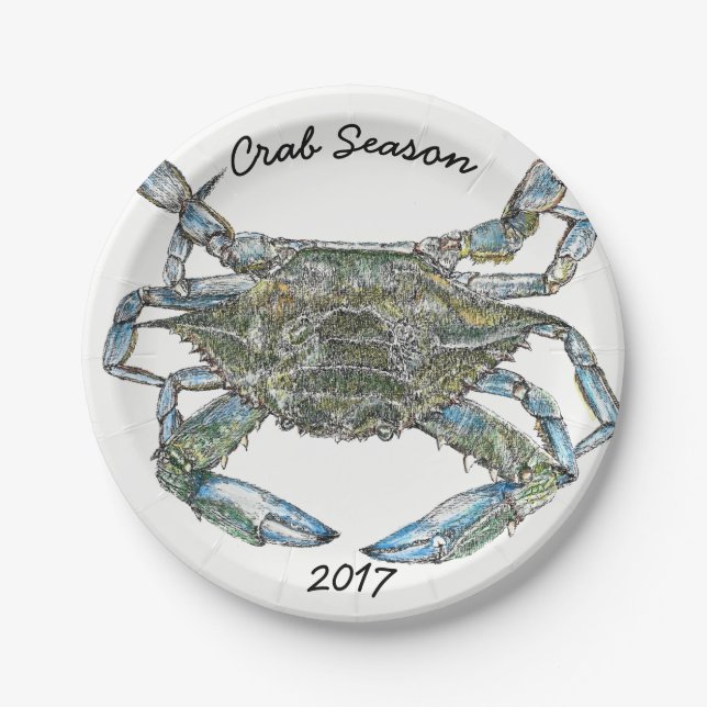 Blue Crab Paper Plate (Front)
