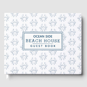 Blue Crab Pattern - Beach House Vacation Rental Guest Book