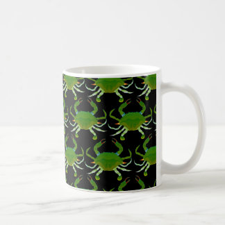 Blue Crab pattern in black Coffee Mug