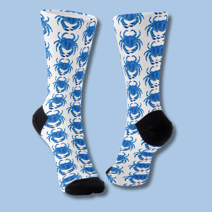 Blue Crab Pattern Socks