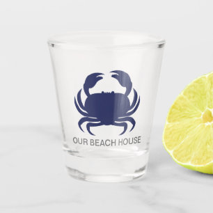 Blue Crab Personalise Name Modern Beach Party Shot Glass
