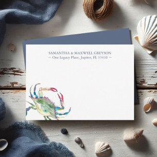 Blue Crab Personalised Stationery Card
