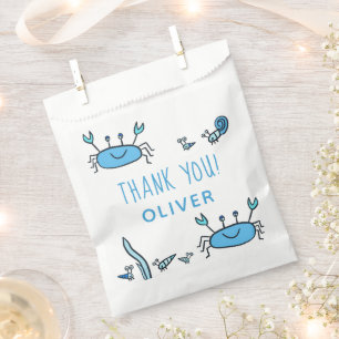 Blue Crab Sea Animals Boy Thank you Birthday Favour Bags
