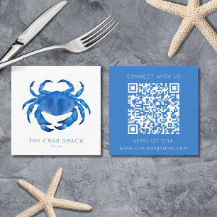 Blue Crab Seafood Restaurant QR code Square Business Card