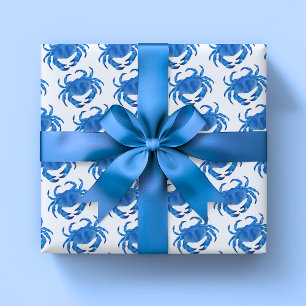 Blue Crab Seaside Ocean pattern Wrapping Paper Sheet