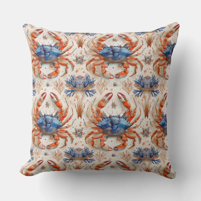 Blue Crab Throw Pillow (Front)
