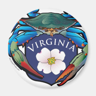 Blue Crab Virginia Dogwood Blossom Crest Magnet
