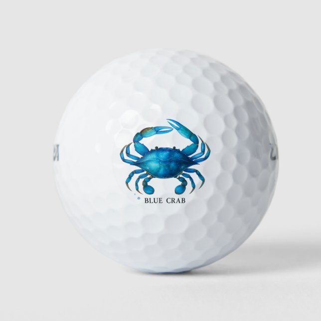 Blue Crab Watercolor Art - Coastal Sea Life  Golf Balls (Front)