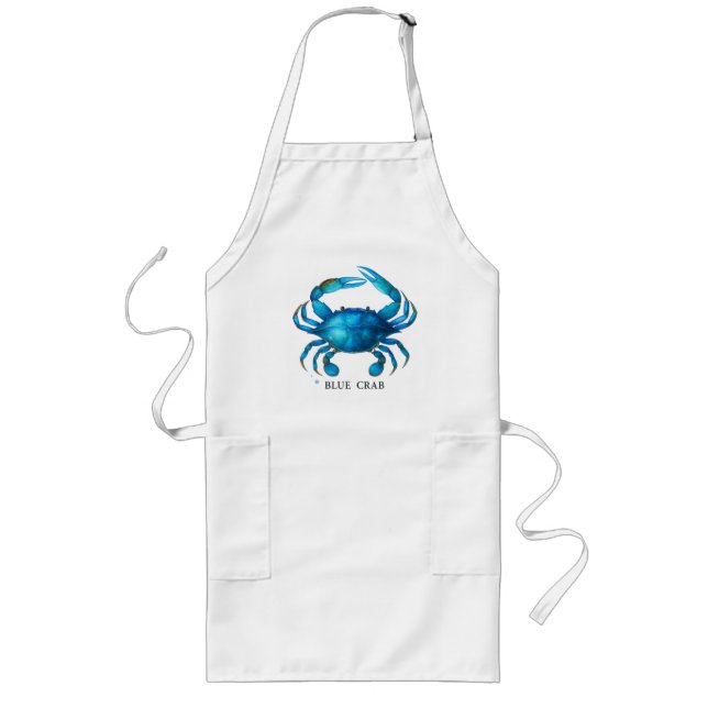 Blue Crab Watercolor Art - Coastal Sea Life  Long Apron (Front)