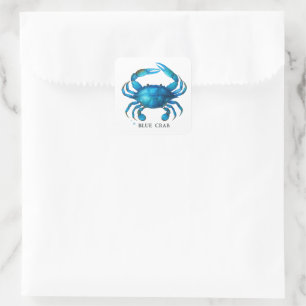 Blue Crab Watercolor Art - Coastal Sea Life  Square Sticker