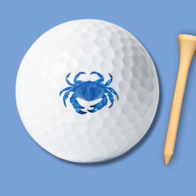 Blue Crab Watercolor Golf Balls (Blue crab motif golf balls)