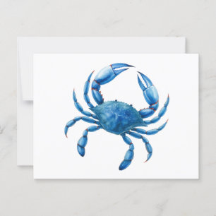 Blue Crab Watercolor Illustration - Ocean Sea Life Postcard