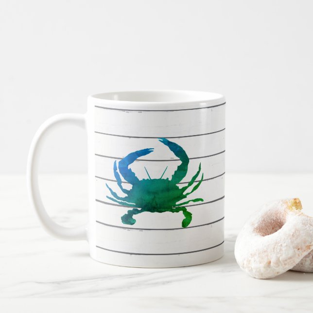 Blue Crab Watercolor Painting Mug (With Donut)