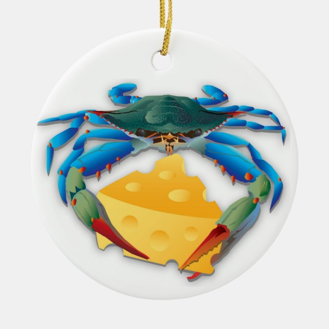 Blue Crab with Chesse Ceramic Tree Decoration (Front)