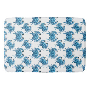 Blue Crabs Classic Coastal Pattern Bath Mat