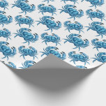 Blue Crabs Classic Seaside Pattern Wrapping Paper<br><div class="desc">A blue crab pattern for that seaside feeling. Shown here with a white background,  you can change the background to any other colour by using the "customise it" option. Imagine how nice your gifts will look wrapped in this delightful coastal pattern.</div>