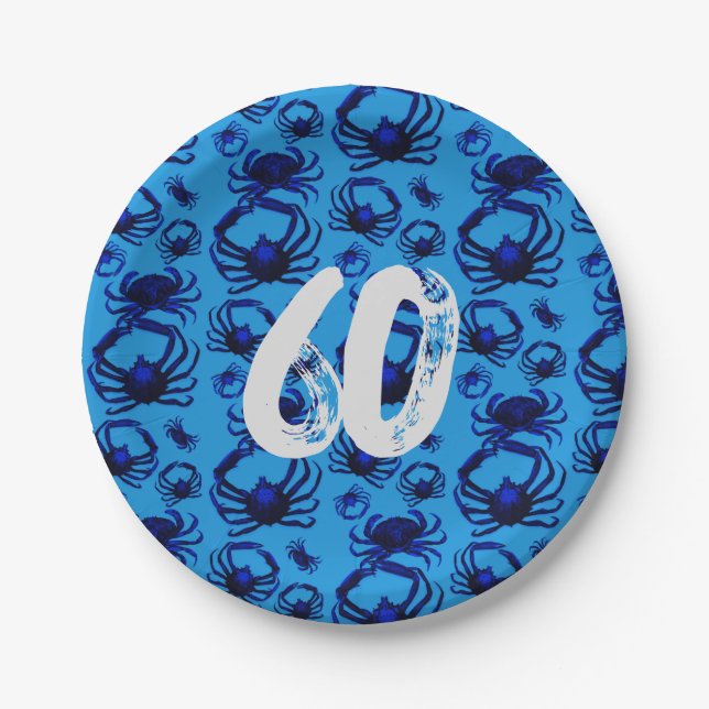 Blue Crabs Pattern Paper Plate (Front)