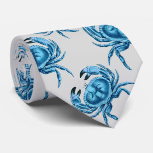 Blue Crabs Seaside Pattern Tie